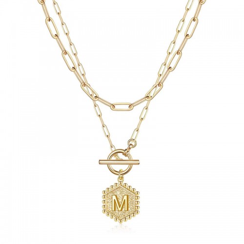Arihant Jewellery For Women Gold Plated Alphabetical "M" Layered Necklace
