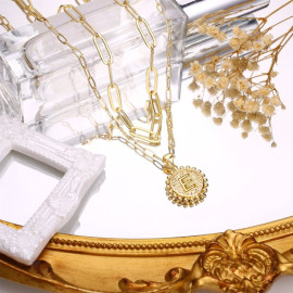 Arihant Jewellery For Women Gold Plated Alphabetical "E" Layered Necklace