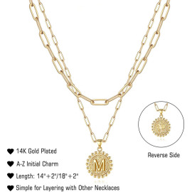 Arihant Jewellery For Women Gold Plated Alphabetical "M" Layered Necklace