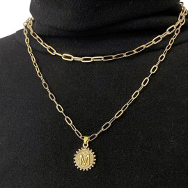 Arihant Jewellery For Women Gold Plated Alphabetical "M" Layered Necklace