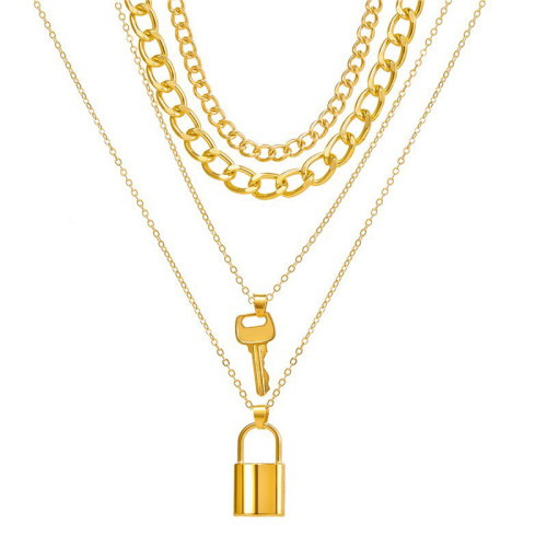 Arihant Jewellery For Women Gold Plated Lock-Key Layered Necklace