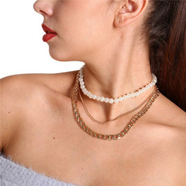 Arihant Jewellery For Women Gold Plated Baroque Pearls Multi Layered Choker Necklace