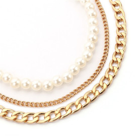 Arihant Jewellery For Women Gold Plated Baroque Pearls Multi Layered Choker Necklace