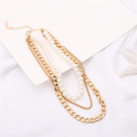 Arihant Jewellery For Women Gold Plated Baroque Pearls Multi Layered Choker Necklace