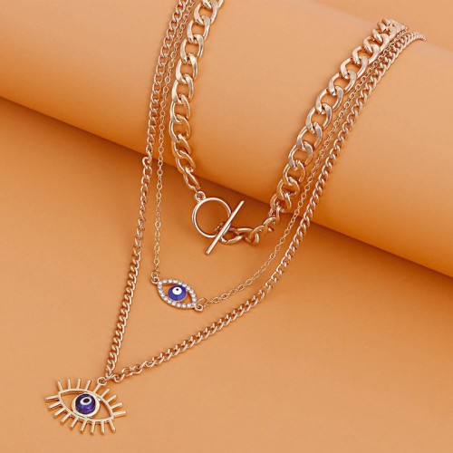 Arihant Jewellery For Women Gold Plated Gold-Toned Evil Eye Layered Necklace