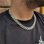 Arihant Miami Link Silver Plated Stainless Steel Cuban Necklace