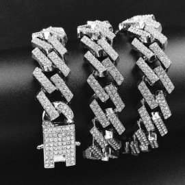 Arihant Miami Link Silver Plated Stainless Steel Cuban Necklace
