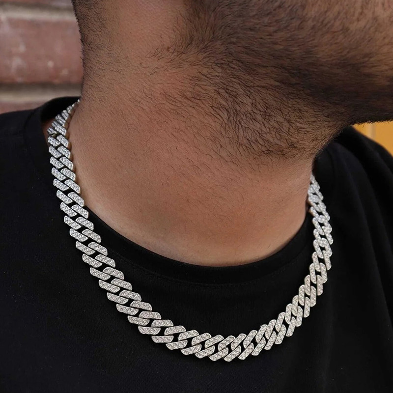 Arihant Miami Link Silver Plated Stainless Steel Cuban Necklace