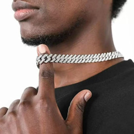 Arihant Miami Link Silver Plated Stainless Steel Cuban Necklace