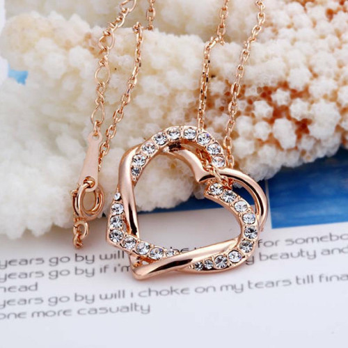 Arihant Delicate American Diamond Heart Inspired Rose Gold Splendid Pendant For Women/Girls 48002