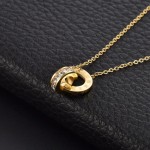 Arihant Gold Plated Stainless Steel Roman Numerals Pendant with Cubic Zirconia