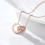Arihant Rose Gold Plated Stainless Steel Roman Numerals Pendant with Cubic Zirconia
