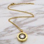 Arihant Gold Plated Stainless Steel Roman Numerals Black Circular Pendant with Cubic Zirconia