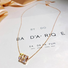 Arihant Gold Plated Stainless Steel Anti Tarnish CZ Cylindrical Pendant with 3 Linked Loops