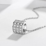 Arihant Silver Plated Stainless Steel Anti Tarnish CZ Cylindrical Pendant with 3 Linked Loops