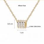 Arihant Gold Plated Stainless Steel Anti Tarnish CZ Cylindrical Pendant with 3 Linked Loops