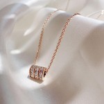 Arihant Rose Gold Plated Stainless Steel CZ Cylindrical Pendant with 3 Linked Loops