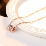 Arihant Rose Gold Plated Stainless Steel CZ Cylindrical Pendant with 3 Linked Loops