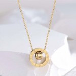 Arihant Gold Plated Stainless Steel Roman Numerals Pendant with Cubic Zirconia