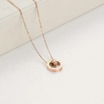 Arihant Rose Gold Plated Stainless Steel Roman Numerals Pendant with Cubic Zirconia