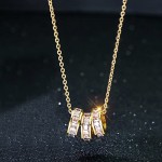 Arihant Gold Plated Stainless Steel Anti Tarnish CZ Cylindrical Pendant with 3 Loops