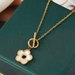 Arihant Stainless Steel Gold Plated Beautiful Floral Mother of Pearl Stone Studded Pendant