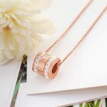 Arihant Rose Gold Plated Stainless Steel CZ Studded Spherical Roman Numerals Pendant