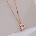 Arihant Stainless Steel Rose Gold Plated CZ Studded Alphatical Letter "D" Contemporary Pendant