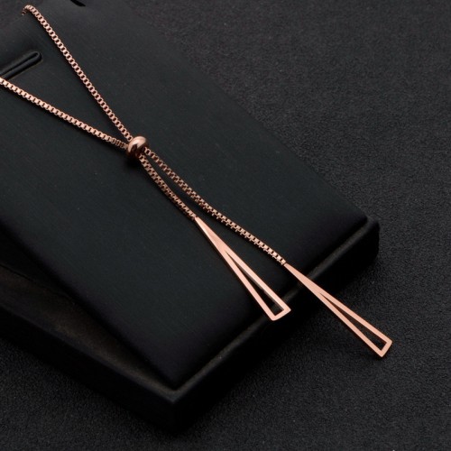 Arihant Rose Gold Plated Stainless Steel Geometric Tassel Pull-out Necklace