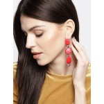 Arihant Red Handcrafted Geometric Drop Earrings 35033
