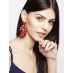 Arihant Red Gold-Plated Handcrafted Contemporary Drop Earrings 35062