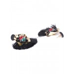 Arihant Black Gold-Plated Handcrafted Drop Earrings 35063