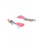 Arihant Pink & Blue Antique Gold-Plated Handcrafted Contemporary Drop Earrings 35082