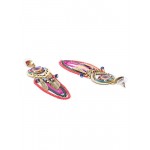 Arihant Antique Gold-Plated & Pink Handcrafted Classic Drop Earrings 35086