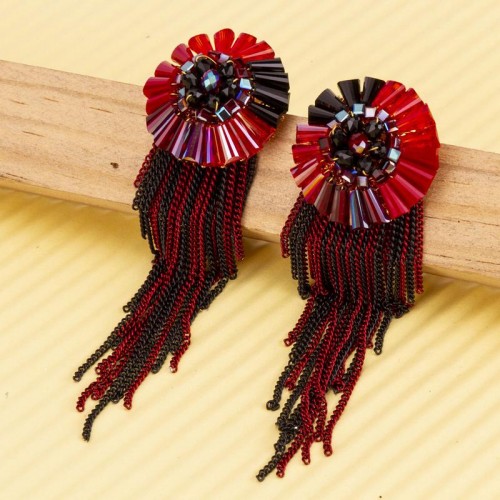 Arihant Red And Black Handcrafted Tassel Earrings 35142