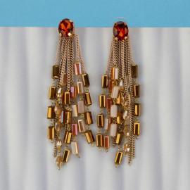 Arihant Brown And Beige Handcrafted Contemporary Tassel Earrings 35146