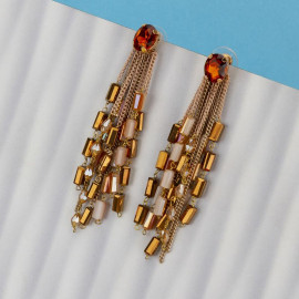Arihant Brown And Beige Handcrafted Contemporary Tassel Earrings 35146