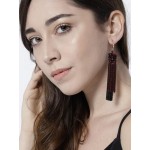 Red & Black Gold-Plated Handcrafted Contemporary Drop Earrings 35158