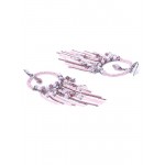 Pink Silver-Plated Circular Handcrafted Drop Earrings 35162