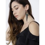 Multicoloured Gold-Plated Handcrafted Tasselled Circular Drop Earrings 35170