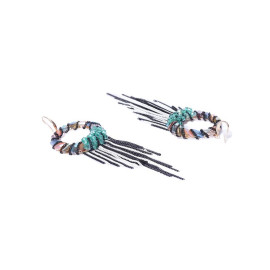 Multicoloured Gold-Plated Handcrafted Tasselled Circular Drop Earrings 35170