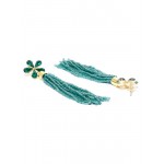 Green Gold-Plated Floral Handcrafted Drop Earrings 35201