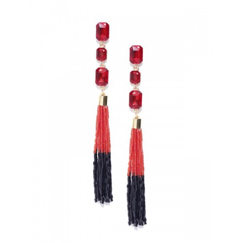 Red & Black Gold-Plated Handcrafted Tasselled ...