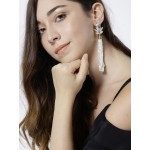 White Gold-Plated Contemporary Handcrafted Drop Earrings 35209