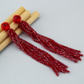 Arihant Red Beaded And Tasselled Handcrafted Contemporary Drop Earrings 35247