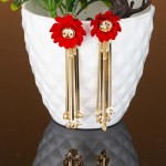 Arihant Red Stone Studded Handcrafted Floral Drop Earrings 35248