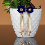 Arihant Navy Blue Handcrafted Floral Drop Earrings 35249