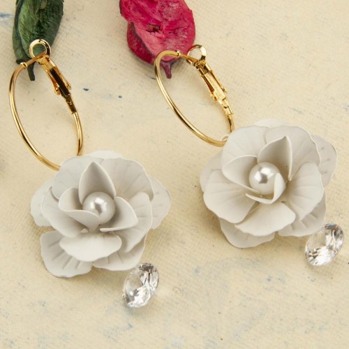 Arihant White Handcrafted Floral Drop Earrings 352...