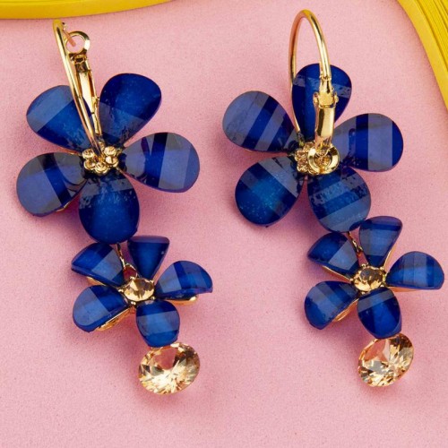 Arihant Blue Handcrafted Floral Drop Earrings 35293