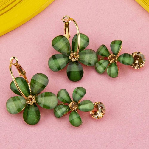 Arihant Green Handcrafted Floral Drop Earrings 352...